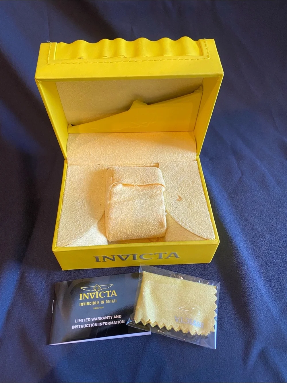 Invicta Yellow Watch Presentation Box with Pillow and Cloth